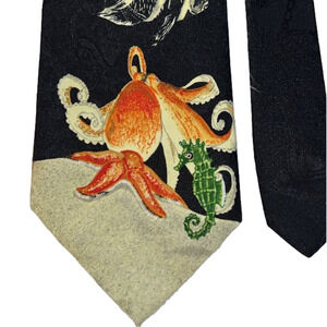 Ocean Life Fish Octopus Seahorse Starfish Tie 58”